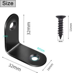 Jdesun 740807038140 12pcs Black L Bracket Stainless Steel Corner Braces 30 X 30mm Heavy Duty #2