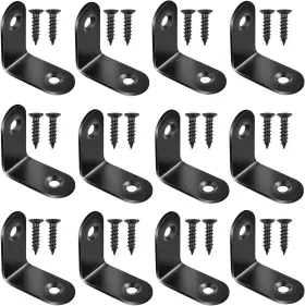 Jdesun 740807038140 12pcs Black L Bracket Stainless Steel Corner Braces 30 X 30mm Heavy Duty