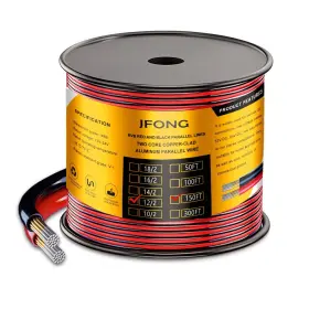 Jfong-cca2468-2c12g150ft Jfong 12 Gauge Wire 150ft 12/2 Red Black Electrical Hookup Extension Cor