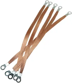 Fcbcwrh-98-6 Jjhxsm 6pcs Flat Copper Braided Connecting Wire 9.8 Feet Round Hole Inch #3