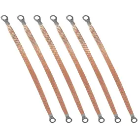 Fcbcwrh-98-6 Jjhxsm 6pcs Flat Copper Braided Connecting Wire 9.8 Feet Round Hole Inch