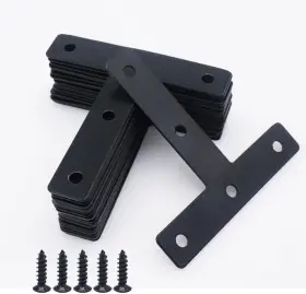 240417 Joyangy 20pcs T Flat Shape Braces Corner Bracket 80x80 Mm Black