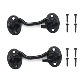 Jh00106 Joyhey 2 Pcs 3 Inch Black Privacy Hook And Eye Latch Easy Lock For Barn Door Gate Window