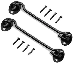 Jh00108 Joyhey 2 Pcs 8 Inch Black Privacy Hook And Eye Latch Easy Lock For Barn Door Gate Window
