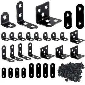 Kkabbvx 755291411423 24pcs Stainless Steel L Brackets Heavy Duty Corner Braces For Black