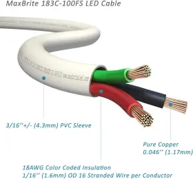 4330098826 Kofot 100ft.18awg Low Voltage Led Cable 3 Conductor White Sleeve In-wall #3