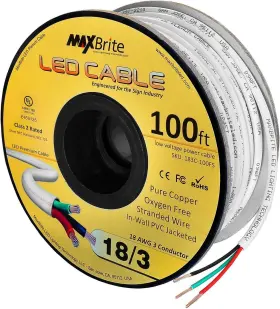4330098826 Kofot 100ft.18awg Low Voltage Led Cable 3 Conductor White Sleeve In-wall