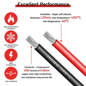 00008 Kunauhz 10 Awg Gauge Silicone Wire Electrical Cable 10ft Red &10ft Black #3