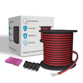 Mhh077 Leadtops 65.5ft Extension Cable Wire Cord 20m 22awg 2 Conductors Red Black