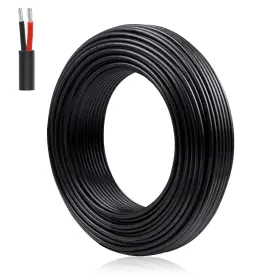 Ledlightsworld 613965278652 22 Gauge 2 Conductor Electrical Wire 20m/65.6ft Black-22 Awg