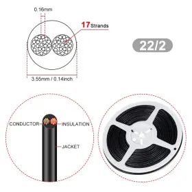 Ledlightsworld 744702375638 22 Gauge 2 Conductor Electrical Wire 82ft 22awg Guage Black Yellow #3