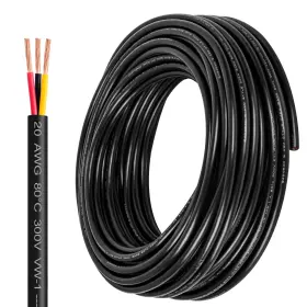 Lesnlok 764126127149 20 Gauge Wire 3 Conductor Awg Electrical Stranded Pvc 50ft Black