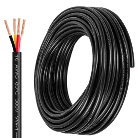 Lesnlok 764126127170 16 Gauge Wire 4 Conductor Awg Electrical Stranded Pvc 26ft Black