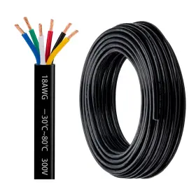 Lesnlok 764126990033 18 Gauge 6 Conductor Electrical Wire Awg Oxygen-free 50ft Black