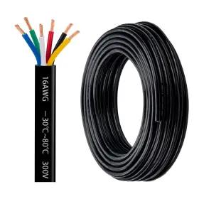 Lesnlok 764126990170 16 Gauge 6 Conductor Electrical Wire Awg Oxygen-free 26ft Black
