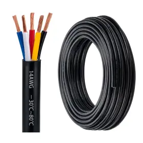Lesnlok 764126990200 14 Gauge 5 Conductor Awg Electrical Wire Stranded Pvc Cord 26ft Black