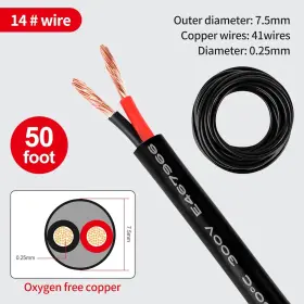 Lesnlok 768399533454 14 Gauge Electrical Wire 2 Conductor Awg 50ft Black #2