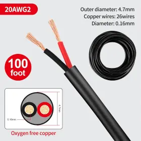Lesnlok 768399741941 20 Gauge Electrical Wire 2 Conductor Awg 100ft Black #2