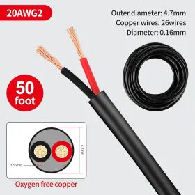Lesnlok 768399741965 20 Gauge Electrical Wire 2 Conductor Awg 50ft Black #2