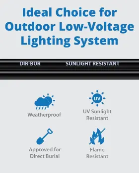 S5650 Lightkiwi 14/2 Low Voltage Landscape Lighting Wire - 100 Feet Black #2