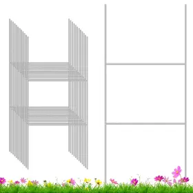 Lj003101 Ljliudu 12 Pack Metal Yard Sign Stakes 24 Inch X10 Heavy Duty 9 Gauge H-stakes For Real