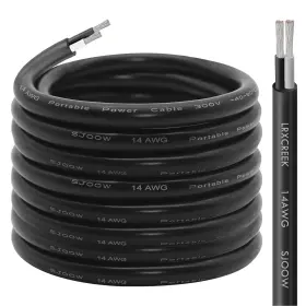 Lrxcreek 706531471714 Sjoow 14/2 Wire 25ft Tinned Copper 14 Awg Portable Power Cable Black