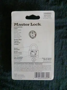 Master Lock 071649093555 4 Pack Body Width 3/4 Inch Cabinets And Luggage Sz Solid Brass Keys New #2