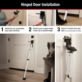 270ec2 Master Lock White Compact Door Stopper Folding Security Bar Adjustable From #2