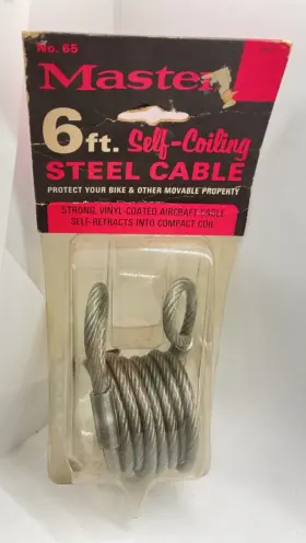 65-0501 Master Lock Vintage Braided Steel Looped End Cable Self Coiling 6 Ft Nos Sealed