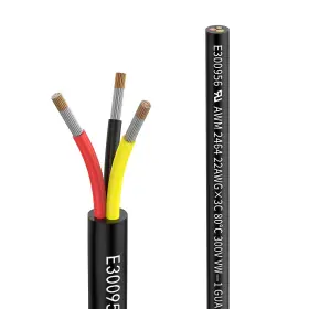 Zw-3c Matugajp 22awg 0.3mm Electrical Wire 3 Core Extension Cable 10feet 10ft Black Yellow