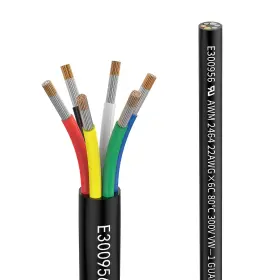 Zw-6c Matugajp 22awg 0.3mm Electrical Wire 6 Core 10ft Black Multi-color