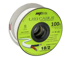 182c-100fs Maxbrite 100 Ft. 18awg Low Voltage Led Cable Spool White Sleeve