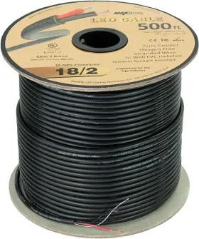 182c-500fxb Maxbrite 500 Ft. 18awg Low Voltage Led Cable 2 Conductor Spool White