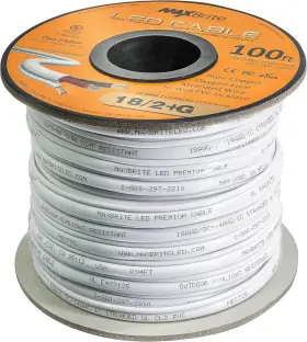 183c-100fx Maxbrite 100 Ft. Spool 18awg Low Voltage Led Cable 3 Conductor Outdoor Rated White