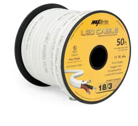 183c-50fs Maxbrite 18awg Low Voltage Led Cable 3 Conductor White Sleeve In-wall