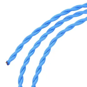 Mea210901ee0163 Meccanixity Twisted Cloth Covered Wire 2 Core 18awg 5 Meter/16.4 Light Blue