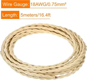 Mea220610ee0388 Meccanixity Twisted Cloth Covered Wire 2 Core 18awg 5m/16.4ft 5m Beige #2
