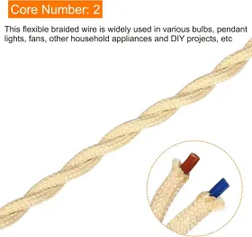 Mea220610ee0388 Meccanixity Twisted Cloth Covered Wire 2 Core 18awg 5m/16.4ft 5m Beige #3
