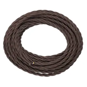 Mea241106ee002600 Meccanixity 32.8ft Twisted Cloth Covered Wire 18/3 Dark Brown
