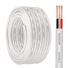Mookeerf 635403224342 22 Awg 2 Conductor Stranded Shielded Plenum Cable 50ft White