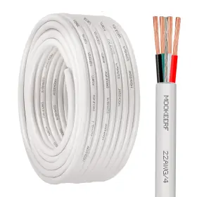 Mookeerf 635403224380 22 Awg 4 Conductor Stranded Shielded Plenum Cable 50ft White