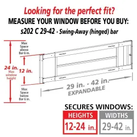 Mr. Goodbar 774003000427 Window Guard 3-bar Adjustable Width Horizontal/vertical Swing-away #2