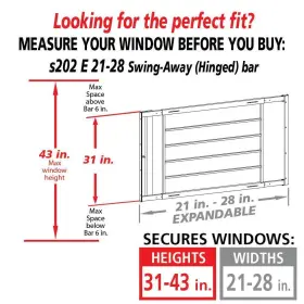 Mr. Goodbar 774003001103 Window Security Bars 21 Inch To 28 Adjustable Width 6-bar Guard #3