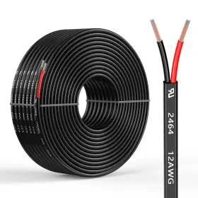 Cca-2464-12-30 Mziklr 12 Gauge 2 Conductors 30ft Electrical Wire Flexible Low Voltage Black