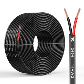 Cca-2464-14-50 Mziklr 14 Gauge 2 Conductors 50ft Electrical Wire Flexible Low Voltage Black