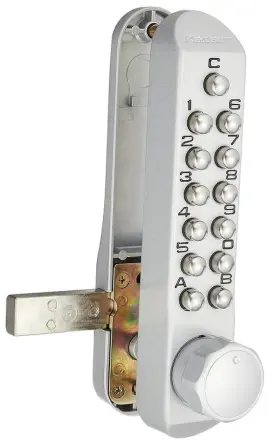 22204 Nagasawa Manufacturing Mechanical Push-button Door Lock Heavy-duty Keyless Entry Weather Silver