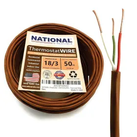 National Wire&cable 313113714734 18/3 50ft. Thermostat Doorbell Hvac 18awg-3c Brown