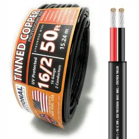 National Wire&cable 646361150284 - 16/2 Tinned Copper 50 Ft 16-gauge 2 Conductor