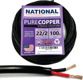 Nathw222c4br National Wire&cable - 22 Gauge 2 Conductors Premium 22awg-2c Black