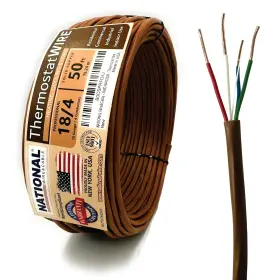 Natth184d4n National Wire&cable 18/4 50ft. Thermostat Doorbell Hvac 18awg-4c Brown